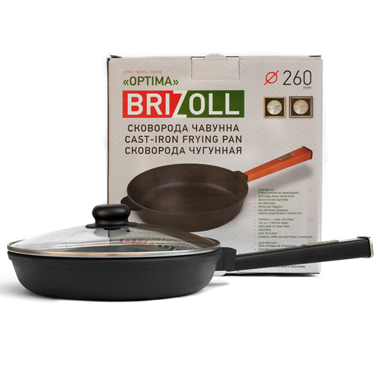 Сковородка Brizoll чугунная O2640-P1-C 26 см черная ручка